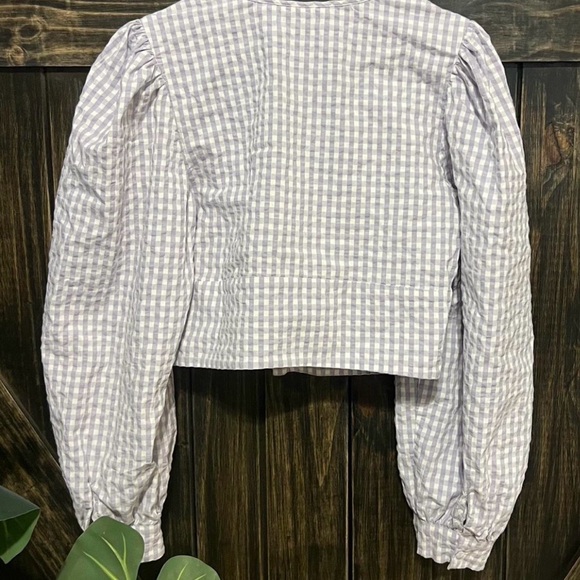 Maeve Lavender Checkered Blouse with Bow - Picture 3 of 4